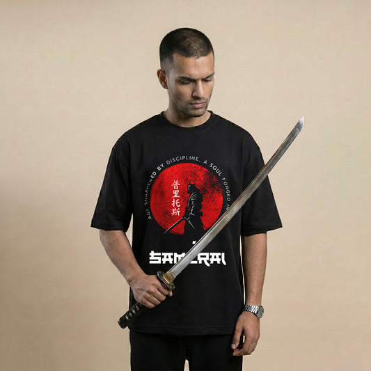 Samurai Discipline Oversized T-Shirt – Japanese Streetwear 240 GSM Premium Cotton