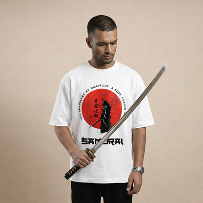 Samurai Discipline Oversized T-Shirt – Japanese Streetwear 240 GSM Premium Cotton