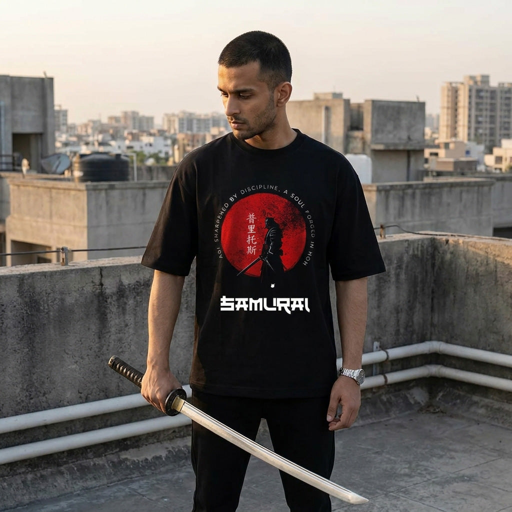 Samurai Discipline Oversized T-Shirt – Japanese Streetwear 240 GSM Premium Cotton