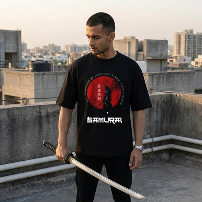 Samurai Discipline Oversized T-Shirt – Japanese Streetwear 240 GSM Premium Cotton